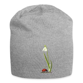 Printemps, perce-neige, coccinelles - Bonnet en jersey - gris chiné - Devant