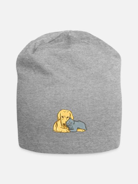 Amour animal chien et chat câlin - Bonnet en jersey - gris chiné