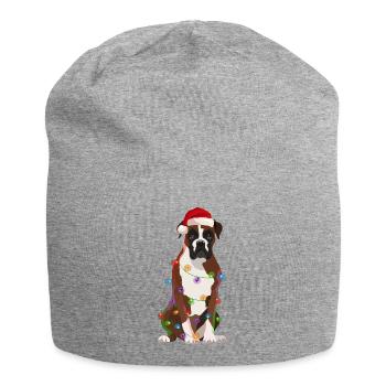 German Boxer Dog String lights Christmas - Jersey Beanie - heather grey - Front