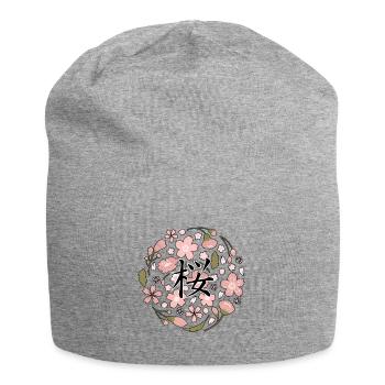 fleur de cerisier sakura japonaise traditionnelle - Bonnet en jersey - gris chiné - Devant