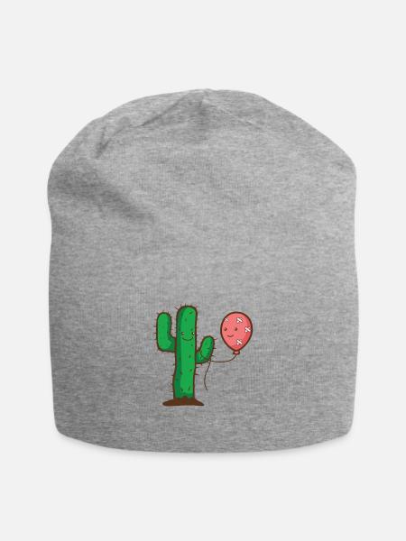 Kaktus und Luftballon - Liebe trotz Hindernis - Jersey-Beanie - Grau meliert