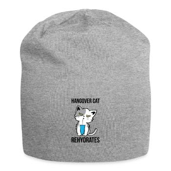 Hangover Cat Rehydrates Drink Alcohol Hangover - Jersey Beanie - heather grey - Front