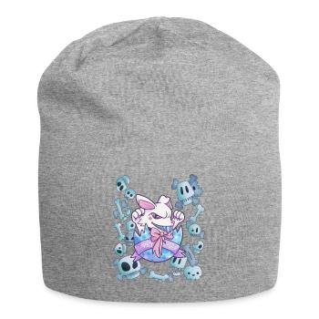 Cadeau de crâne de lapin de Pâques - Bonnet en jersey - gris chiné - Devant
