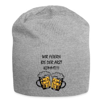 Wir feiern bis der Arzt kommt - Jersey-Beanie - Grau meliert - Vorne