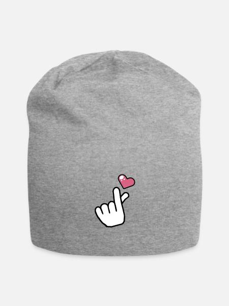 Herz Finger Liebe koreanischen Pop - Jersey-Beanie - Grau meliert