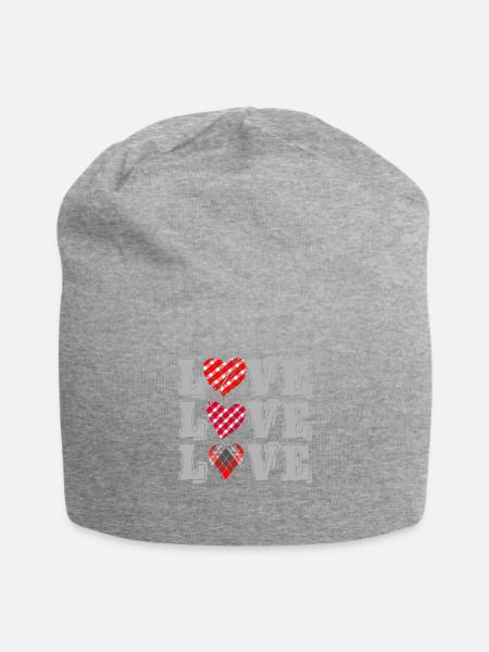 Love Love Love - Jersey-Beanie - Grau meliert