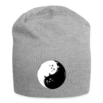 Ying Yang cat - Jersey Beanie - heather grey - Front