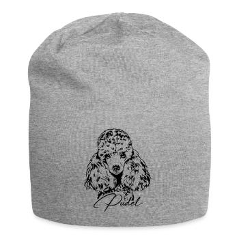PUDEL Kleinpudel Zwergpudel Hundeportrait Wilsigns - Jersey-Beanie - Grau meliert - Vorne