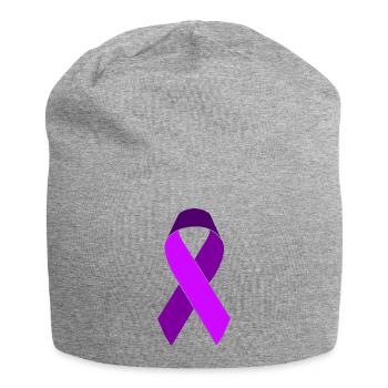 Awareness Lila Schleife Bauchspeicheldrüsenkrebs E - Jersey-Beanie - Grau meliert - Vorne