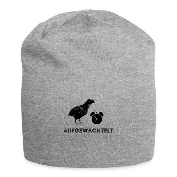 Aufgewachtelt Wachtel Spruch retro Zucht - Jersey-Beanie - Grau meliert - Vorne