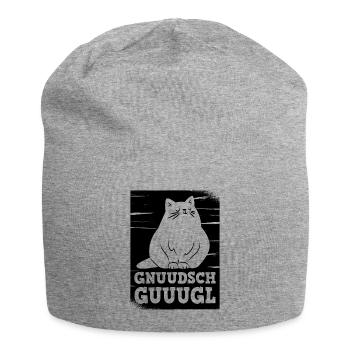 Knutschkugel auf sächsisch Katze für Katzenfreunde - Jersey-Beanie - Grau meliert - Vorne