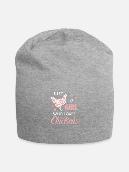 Just a Girl Who Loves Chickens Chicken Flowers Far - Jersey Beanie - heather grey