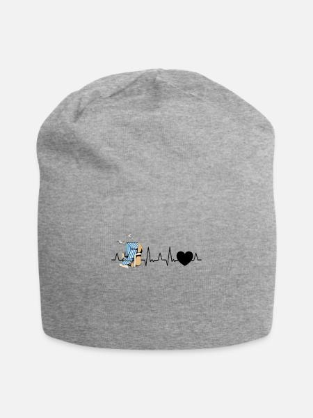 Strandkorb Herzschlag Strand Ostsee Nordsee - Jersey-Beanie - Grau meliert