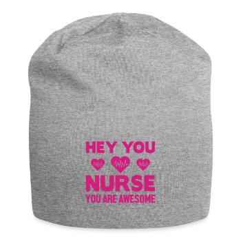 Nurse are awesome - Jersey Beanie - heather grey - Front
