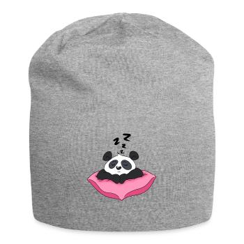 Schlafender Panda - Jersey-Beanie - Grau meliert - Vorne