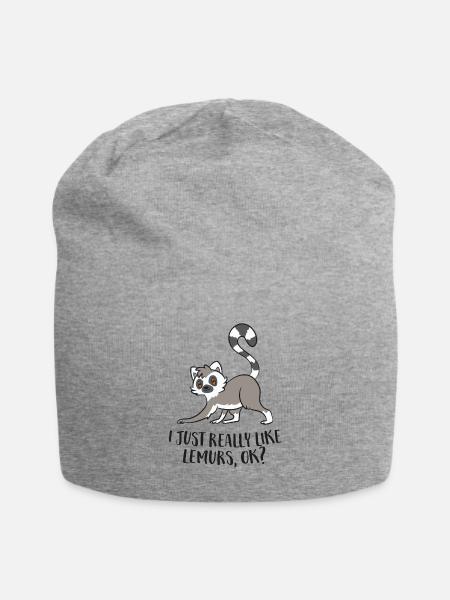 Ich mag Lemuren einfach wirklich Ok Lustiger Lemur - Jersey-Beanie - Grau meliert