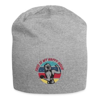 This is my happy hour - Jersey Beanie - heather grey - Front