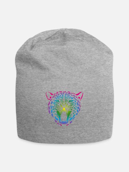 Leopard Gepard Flecken Tropical Geschenk Sommer - Jersey-Beanie - Grau meliert