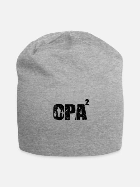 Opa hoch 2 zweifacher Opa werdender Opa zwei Enkel - Jersey-Beanie - Grau meliert