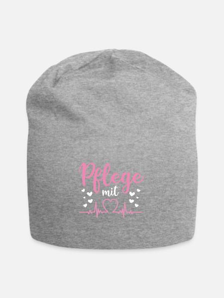 Pflege mit Herz | Altenpflegerin Pflegerin Pflegek - Jersey-Beanie - Grau meliert