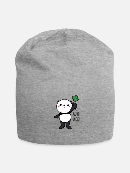 Panda chanceux - Bonnet en jersey - gris chiné