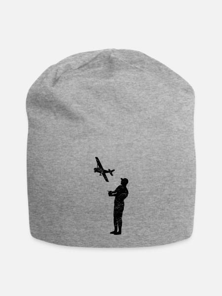 Modellflug Modellbauer Flugzeug Geschenk - Jersey-Beanie - Grau meliert