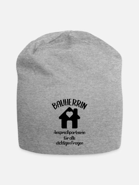 Bauherrin Geschenk & Haus bauen - Jersey-Beanie - Grau meliert