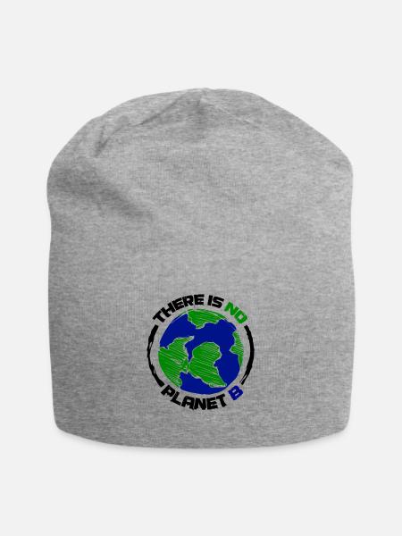 Erde Grün Blau Umwelt THERE IS NO PLANET B Spruch - Jersey-Beanie - Grau meliert