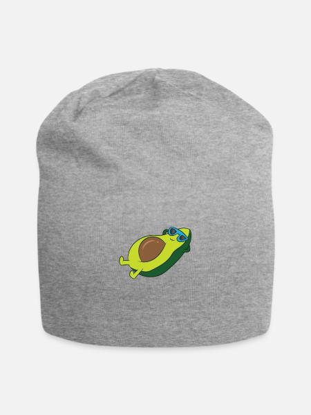 Avocado Mit Sonnenbrillen Gemüse Avocado - Jersey-Beanie - Grau meliert