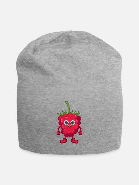 Himbeere - Jersey-Beanie - Grau meliert