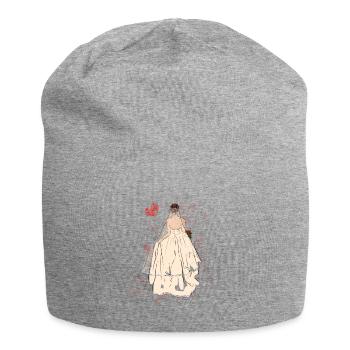 Bride in wedding dress with veil - Jersey Beanie - heather grey - Front