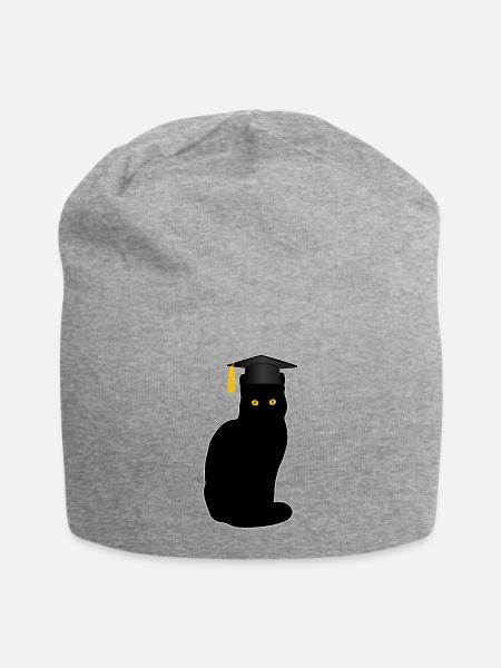 Bachelor Master Studium Abschluss Lustige Katze - Jersey-Beanie - Grau meliert