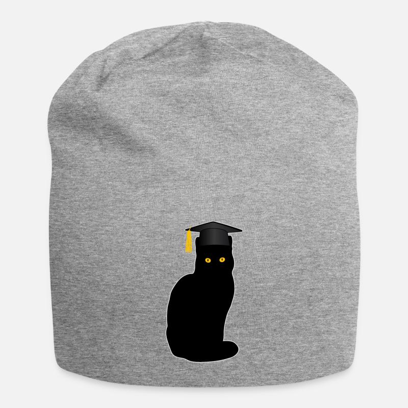 Bachelor Master Studium Abschluss Lustige Katze - Jersey-Beanie - Grau meliert