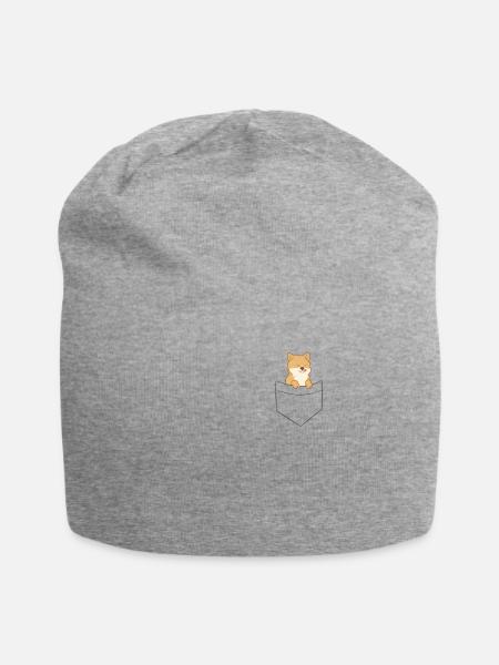 Shiba Inu Hund In Der Tasche - Jersey-Beanie - Grau meliert