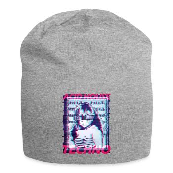 Acid House Techno Glitch Vaporwave Manga Raver DJ - Jersey Beanie - heather grey - Front