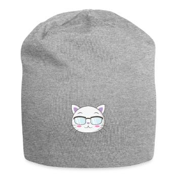 Chat de nerd avec des lunettes de nerd - Bonnet en jersey - gris chiné - Devant