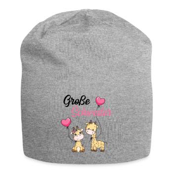 Große Schwester Giraffe - Jersey-Beanie - Grau meliert - Vorne