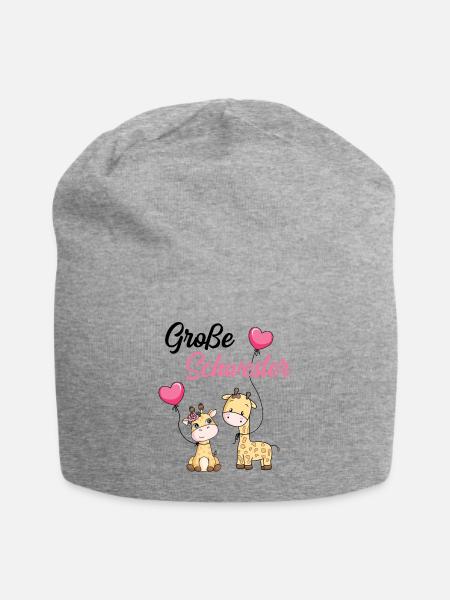 Große Schwester Giraffe - Jersey-Beanie - Grau meliert