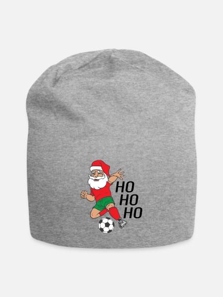Santa Claus Weihnachtsmann spielt Fußball Ho Ho Ho - Jersey-Beanie - Grau meliert