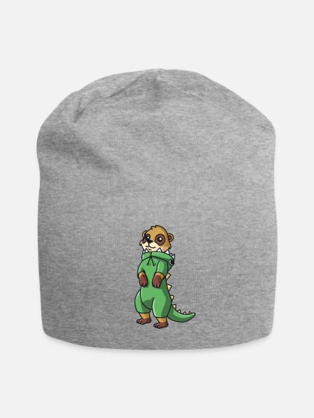 Kawaii Erdmännchen im Dino Kostüm Kawaii Damen - Jersey-Beanie - Grau meliert