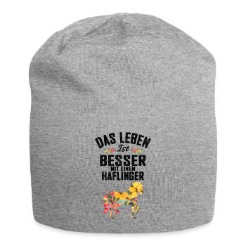 Haflinger Pferd - Jersey-Beanie - Grau meliert - Vorne