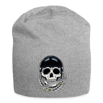Sportsman Sports Skating Skater Skull Skateboard - Jersey Beanie - heather grey - Front