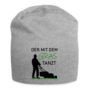 Rasenmähen Lustiger Spruch Rasen Gras Geschenk - Jersey-Beanie - Grau meliert - Vorne