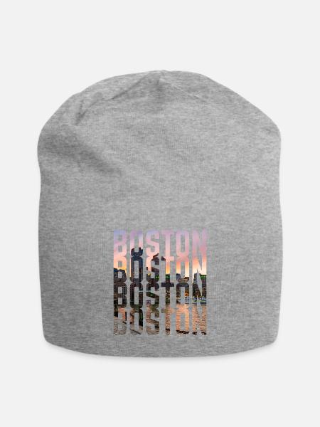 Boston Skyline Schriftzug  - Jersey-Beanie - Grau meliert