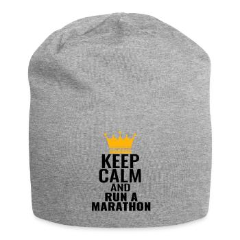 Marathon King Prince Crown Run Keep Calm saying - Jersey Beanie - heather grey - Front
