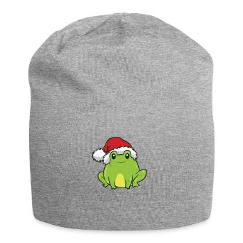 Cute Frog With Santa Hat Funny Frogs Lover - Jersey Beanie - heather grey - Front