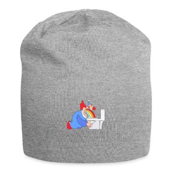Funny puking clown rainbow gift - Jersey Beanie - heather grey - Front