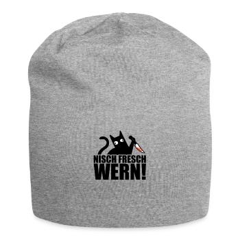Sachsen Spruch sächsisch Ossi Katze Katzen - Jersey-Beanie - Grau meliert - Vorne