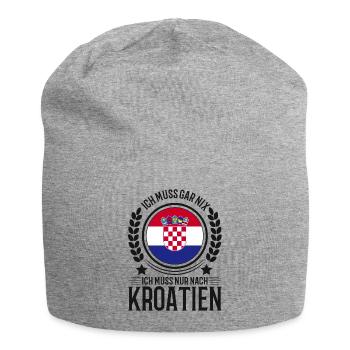 Ich muss gar nichts Ich muss nur nach Kroatien - Jersey-Beanie - Grau meliert - Vorne