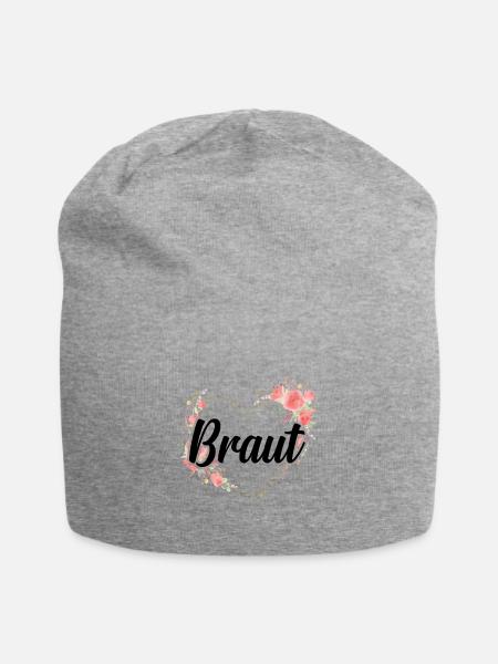 Frauen T-Shirt Braut - JGA - Blumen Herz - Jersey-Beanie - Grau meliert